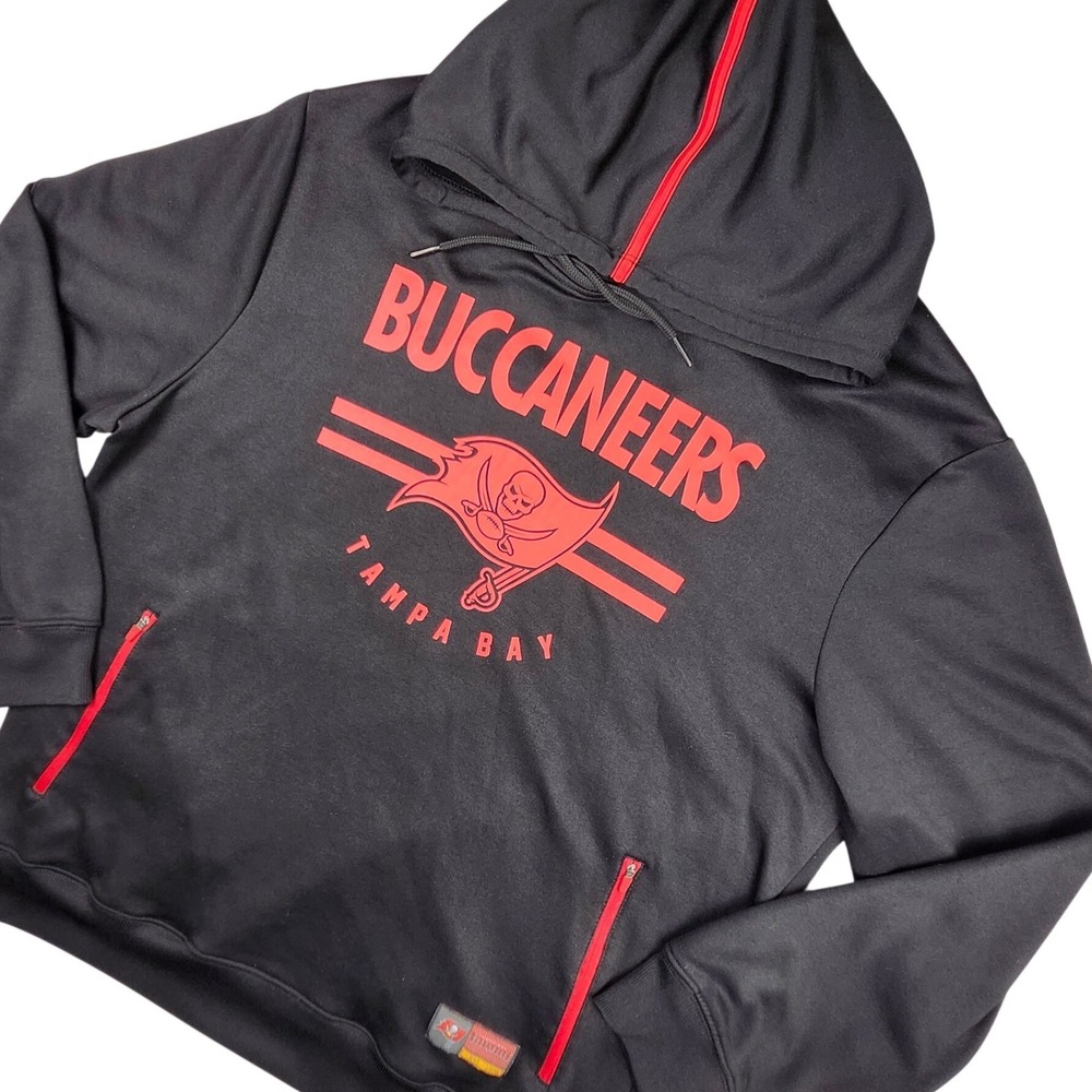 NFL Team Apparel Tampa‎ Bay Buccaneers Hoodie Mens XL Black Red Sport Fleece